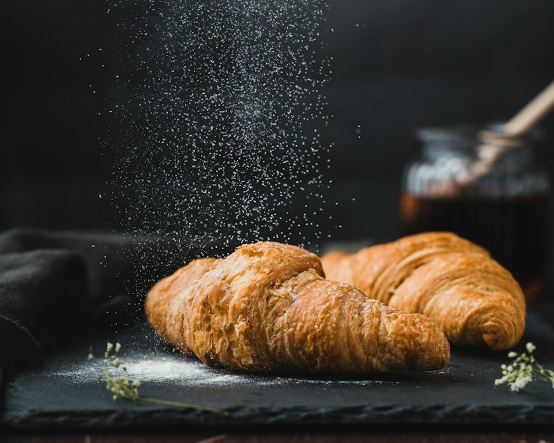 Golden, flaky fresh croissants